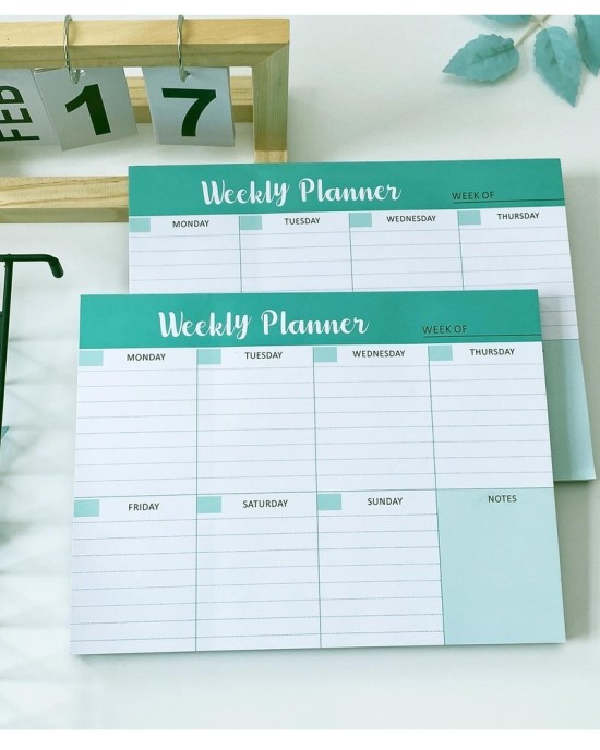 Daily Planner Notepad with Tear-Off Pages | Weekly & Monthly Layouts for Office, School & Memos