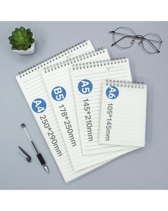 B5 Grid Spiral Notebook with Top Flip Design for Students, College Ruled & Graph Paper for Note Taking