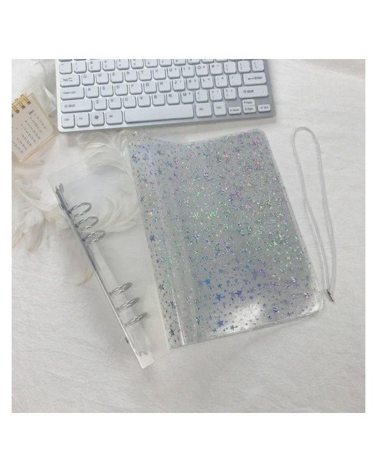 A5 Glitter PVC Binder Cover with Candy Colors and Strap for Loose-Leaf Notebooks