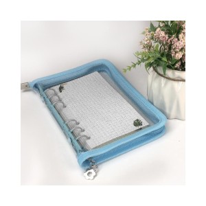 Cute Clear Zipper Binder Cover for A5/A6 Ins Style Planners - 6-Ring Loose Leaf Notebook with Pockets