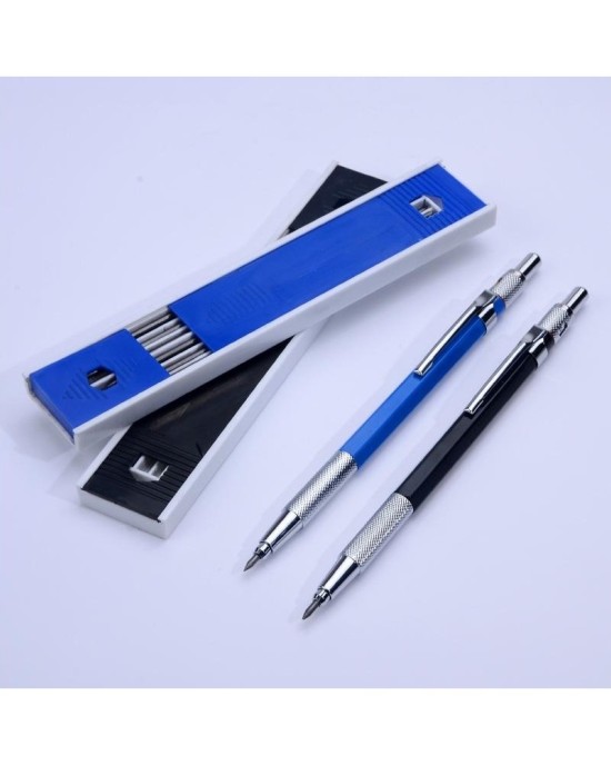 Professional Drawing Pencil Set - 2.0mm Drafting Mechanical Pencil with Black Metal Body for Sketching and Engineering