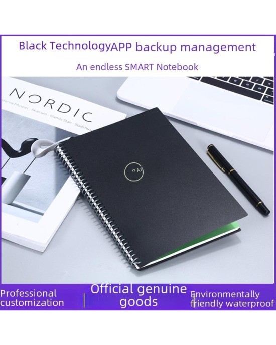A5 Reusable Smart Notebook - Spiral Bound Erasable Memo Pad with Waterproof Rock Paper
